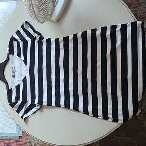 Large black and white horizontal striped dress (Jennifer Lopez brand)